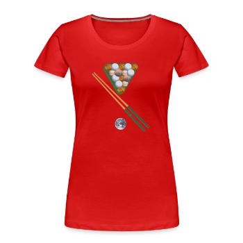 billard,planeten,planet,erde,spiel - Frauen Premium Bio T-Shirt - Rot - Vorne - Mia (176cm)