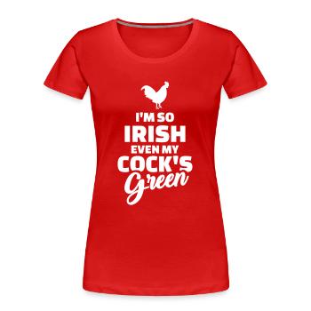 Irish cock - Frauen Premium Bio T-Shirt - Rot - Vorne - Mia (176cm)
