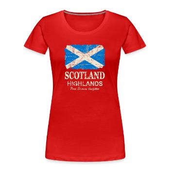 Scotland Flag - Vintage Look - Frauen Premium Bio T-Shirt - Rot - Vorne - Mia (176cm)