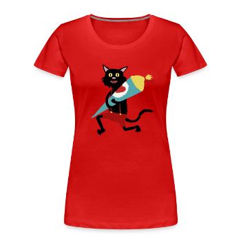 Katze_Schultüte - Frauen Premium Bio T-Shirt - Rot - Vorne - Mia (176cm)