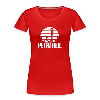 Petri Heil Fischen - Frauen Premium Bio T-Shirt - Rot - Vorne - Mia (176cm)