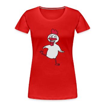 Funny Chicken - Women's Premium Organic T-Shirt - red - Front - Mia (176cm)