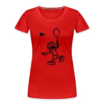dessin cartoon BD sport badminton drôle - T-shirt bio Premium Femme - rouge - Devant - Mia (176cm)