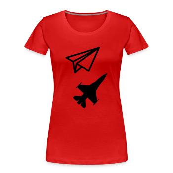 Papierflugzeug - Die Seele des Kindes zu halten - Frauen Premium Bio T-Shirt - Rot - Vorne - Mia (176cm)