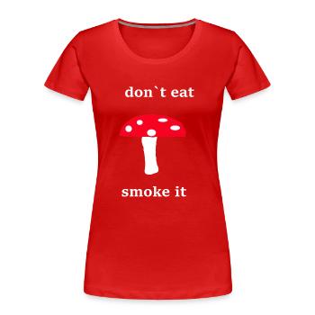 funny mushrooms, magic mushrooms - Women's Premium Organic T-Shirt - red - Front - Mia (176cm)