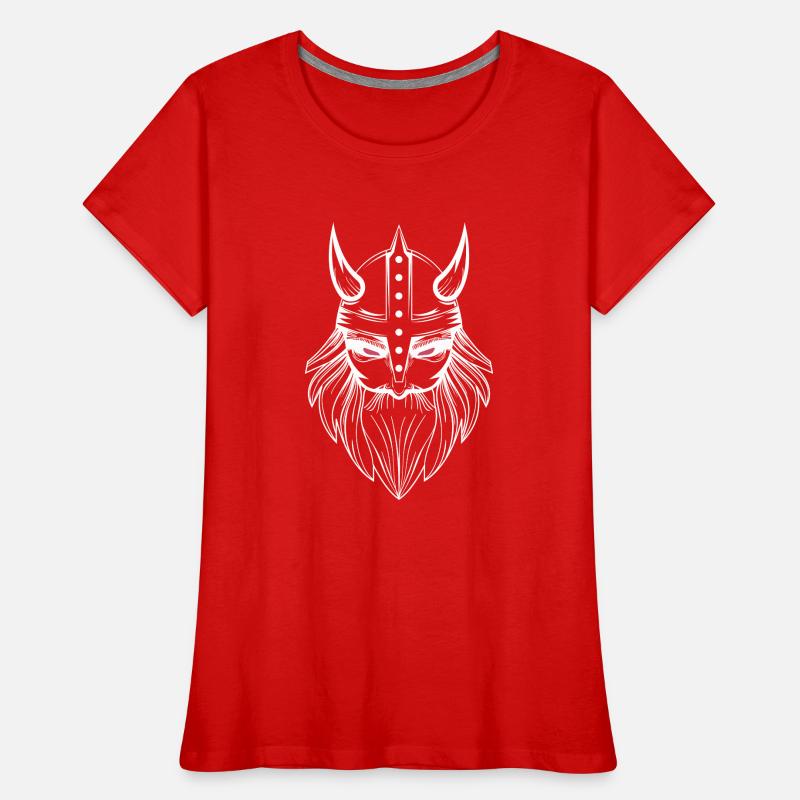 Wikinger Schädel mit Helm und Bart Nordmann Wild Frauen Premium Bio T-Shirt