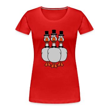 3 Monokel Brille Gänse - Frauen Premium Bio T-Shirt - Rot - Vorne - Mia (176cm)