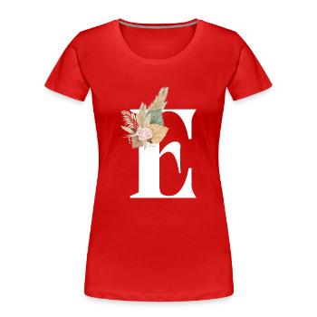 blumiger Buchstabe E - Frauen Premium Bio T-Shirt - Rot - Vorne - Mia (176cm)