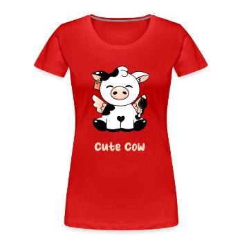 Vache douce - T-shirt bio Premium Femme - rouge - Devant - Mia (176cm)