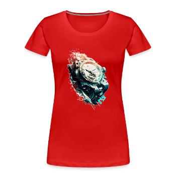 Sporty men's watch as vintage chronograph - Women's Premium Organic T-Shirt - red - Front - Mia (176cm)