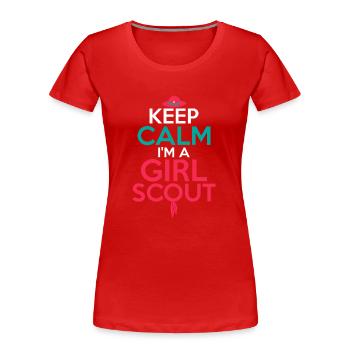 Calm & Scout-Ready : T-shirt d’aventure pour fille - T-shirt bio Premium Femme - rouge - Devant - Mia (176cm)