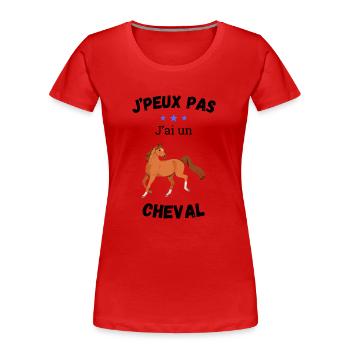 Ich kann nicht, ich habe ein Pferd - Frauen Premium Bio T-Shirt - Rot - Vorne - Mia (176cm)