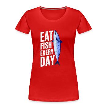 Mackerel Food - Women's Premium Organic T-Shirt - red - Front - Mia (176cm)