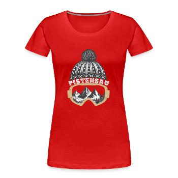 Piste pig Skier Snowboarder Winter sports - Women's Premium Organic T-Shirt - red - Front - Mia (176cm)