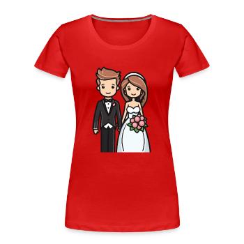 Mariée, Marié, Jeunes mariés, Mariage - T-shirt bio Premium Femme - rouge - Devant - Mia (176cm)