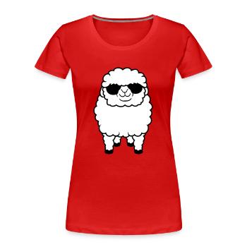 Mouton Lunettes de soleil Fête Mouton Agneau Mignon Cool - T-shirt bio Premium Femme - rouge - Devant - Mia (176cm)