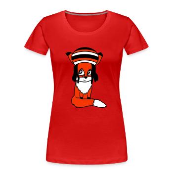 Fuchs Raggae Jamaika Hut Rasta Locken Chill Mütze - Frauen Premium Bio T-Shirt - Rot - Vorne - Mia (176cm)
