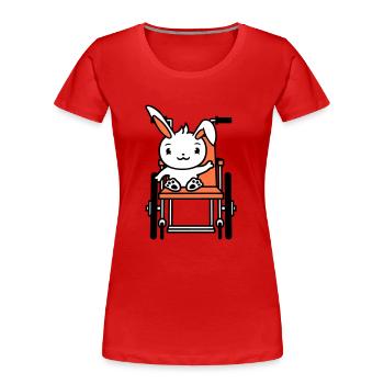 Hase Rollstuhl winkt behindert laufen krank Beine - Frauen Premium Bio T-Shirt - Rot - Vorne - Mia (176cm)