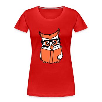 hibou nerd geek livre lecture oiseau aigle hibou lunettes intelligent - T-shirt bio Premium Femme - rouge - Devant - Mia (176cm)