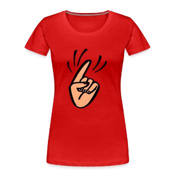 Finger Waggle - Women's Premium Organic T-Shirt - red - Front - Mia (176cm)