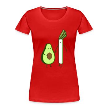 Lauch und Avocado - Frauen Premium Bio T-Shirt - Rot - Vorne - Mia (176cm)
