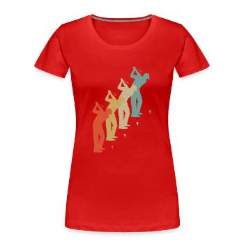 Retro Vintage Style Golf Golfer Golfspieler - Frauen Premium Bio T-Shirt - Rot - Vorne - Mia (176cm)