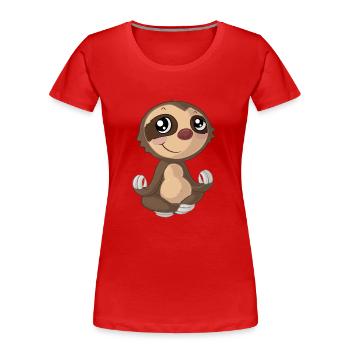 Yoga cartoon sloth - Women's Premium Organic T-Shirt - red - Front - Mia (176cm)