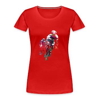 Radfahren #cycling #sport #bike - Frauen Premium Bio T-Shirt - Rot - Vorne - Mia (176cm)