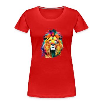Lionsplash - Frauen Premium Bio T-Shirt - Rot - Vorne - Mia (176cm)