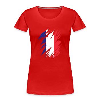 Drapeau de la France Look en détresse Drapeau français - T-shirt bio Premium Femme - rouge - Devant - Mia (176cm)