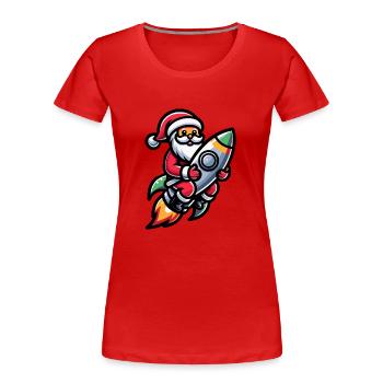 Weihnachtsmann Auf Einer Rakete - Frauen Premium Bio T-Shirt - Rot - Vorne - Mia (176cm)