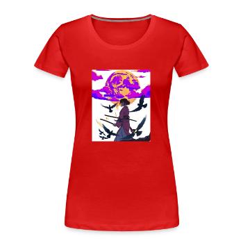 Moonlit Warrior: Rise of Shadows - Frauen Premium Bio T-Shirt - Rot - Vorne - Mia (176cm)