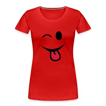 Smiley Augen funkelten Augen language1 - Frauen Premium Bio T-Shirt - Rot - Vorne - Mia (176cm)