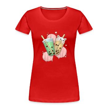 Bubble Tea 2 - Frauen Premium Bio T-Shirt - Rot - Vorne - Mia (176cm)