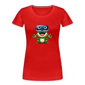Frosch VR Gamer Lustige Virtuelle Realität - Frauen Premium Bio T-Shirt - Rot - Vorne - Mia (176cm)