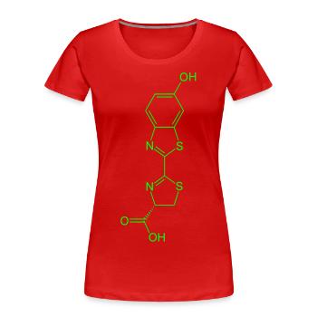 Lumineux / Lueur dans l'obscurité la luciférine de - T-shirt bio Premium Femme - rouge - Devant - Mia (176cm)