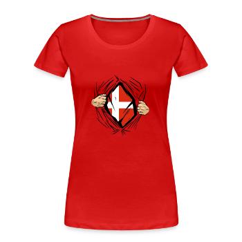 Denmark Flag Scandinavia Danish Flag Travel - Women's Premium Organic T-Shirt - red - Front - Mia (176cm)