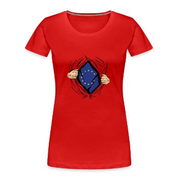 Europe Flag EU Euro European Flag - Women's Premium Organic T-Shirt - red - Front - Mia (176cm)
