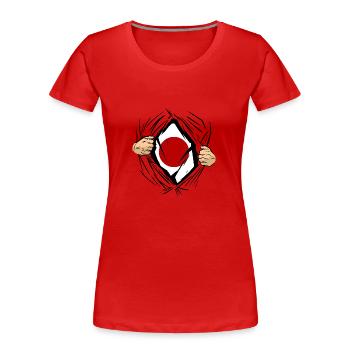 Drapeau du Japon utilisé Look Nihon Drapeau japonais - T-shirt bio Premium Femme - rouge - Devant - Mia (176cm)