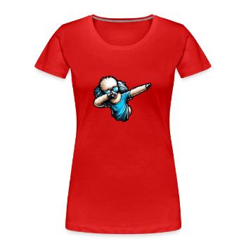 Caniche cool Dabbing Design élégant - T-shirt bio Premium Femme - rouge - Devant - Mia (176cm)