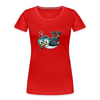 Süßer Pinguin Cartoon Taucher Tiefseetaucher - Frauen Premium Bio T-Shirt - Rot - Vorne - Mia (176cm)