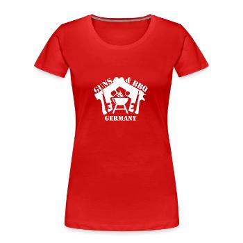 Guns & BBQ Germany - Frauen Premium Bio T-Shirt - Rot - Vorne - Mia (176cm)