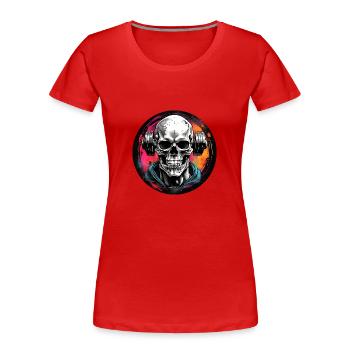 Skull Bodybuilding mit Hantel extrem Workout - Frauen Premium Bio T-Shirt - Rot - Vorne - Mia (176cm)