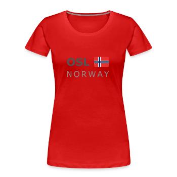 OSL NORWAY dark-lettered 400 dpi - Frauen Premium Bio T-Shirt - Rot - Vorne - Mia (176cm)