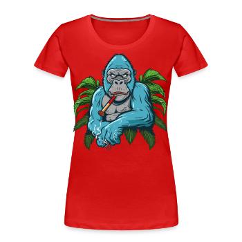 Stumpfer Gorilla - Frauen Premium Bio T-Shirt - Rot - Vorne - Mia (176cm)