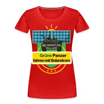 Grüne Panzer fahren mit Solarstrom - Frauen Premium Bio T-Shirt - Rot - Vorne - Mia (176cm)