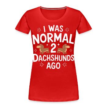 Chien teckel - T-shirt bio Premium Femme - rouge - Devant - Mia (176cm)