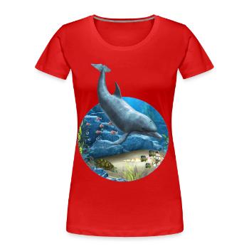 The World Of The Dolphin - Frauen Premium Bio T-Shirt - Rot - Vorne - Mia (176cm)
