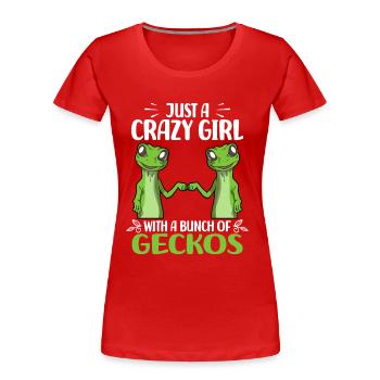 Gecko Liebhaber Mädchen | Gecko Reptilien Geschenk - Frauen Premium Bio T-Shirt - Rot - Vorne - Mia (176cm)