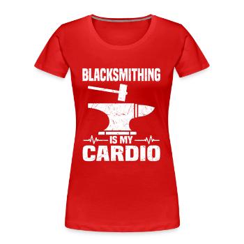 Schmied Geschenke | Schmieden Metallschmied Amboss - Frauen Premium Bio T-Shirt - Rot - Vorne - Mia (176cm)